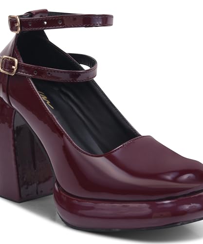 Image of JM LOOKS Mary Jane Shoes Women Chunky Block Heels Mary Janes Dress Shoes for Women Close Cap Toe 5 Inch Women's Pumps Shoes with Buckle Double Strap Comfy Pumps for Office Party Casual Wedding