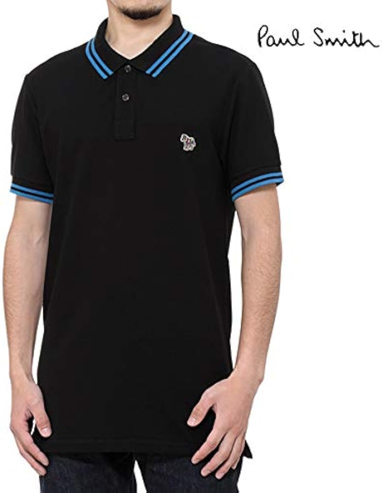 【Paul Smith】ポロシャツ ブラック フラワーエンブロイダリー Paul Smith】ポロシャツ ブラック フラワーエンブロイダリー