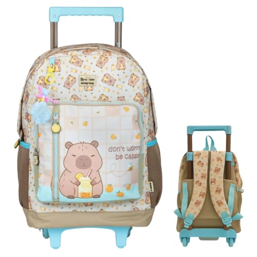 Mochila com Rodinhas 17 College Capivara Brownie Escolar Costas