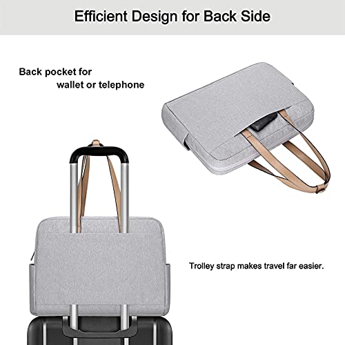 MOSISO Laptop Tote Bag Compatible with MacBook Air 15 inch M3 M2/Pro 16 M4 M3 M2 M1,15-15.6 inch Notebook, Polyester Trapezoid Travel Office Work Briefcase with Front Pocket&PU Handle, Gray3