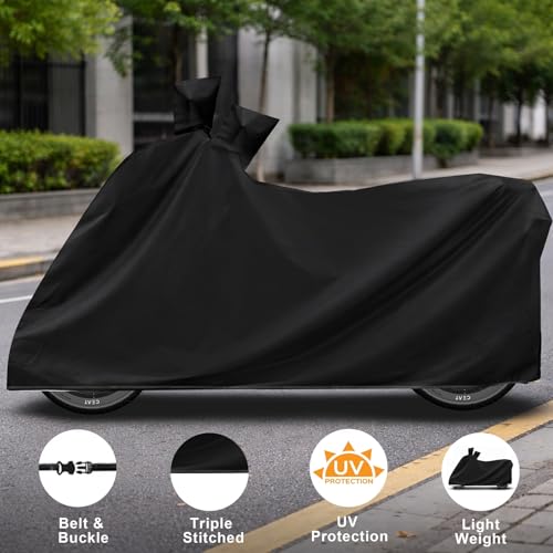 Image of Auto Hub Scooty Cover Compatible with Dio with Mirror Pocket, Dustproof, Heat Resistant, Triple Stitched, Dio Scooty Cover- Plain Black