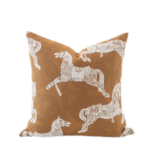 Croker Horse 22x22'' Inches Throw Pillow Cushion Cover - Luxury Palace Horse Pattern Chenille Embroidery Luxury Modern Fashion Style Couch Sofa Pillow for Living Room Bedroom