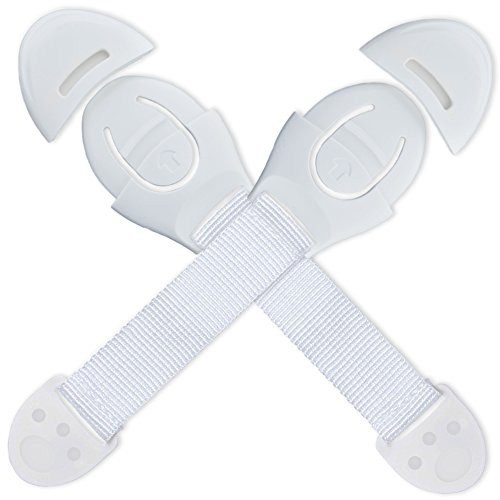 NEVEQ Kindersicherung Schrank Tür, Sicherheitschlösser für Schubladen. Türsicherung und Schranksicherung für Baby, Schrankschloss mit Klebeband - einfache Anbringung, 2 STK Cover