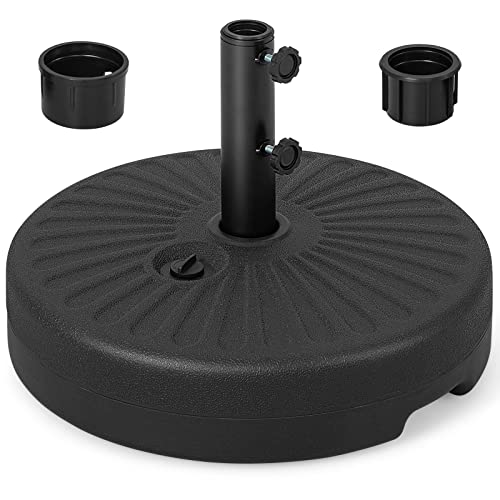 COSTWAY Round Parasol Base 27KG/30KG/34KG/40KG/46KG Water and Sand Fillable Umbrella Stand with Built-in Handle 38mm/48mm Heavy Duty Market Table Umbrella Holder for Outdoor Garden (30KG 50cm Dia.)