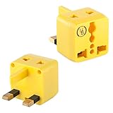 Yubi Power USA to UK Plug Adapter 2 in 1 Universal Travel Adapter with 2 Universal Outlets - Yellow 2 Pack - Type G for United Kingdom, England, Hong Kong, Ireland, Scotland, and More