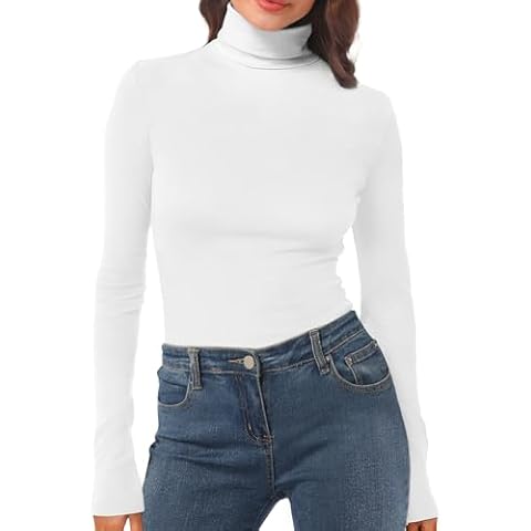 Womens Long Sleeve Turtleneck T-Shirts Mock Neck Underwear Fall Winter Fashion Base Layer Casual Lightweight Soft Tops Cover