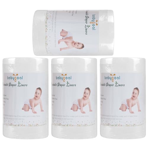 Babygoal Baby Cloth Diaper Liners 4 Pack, Rayon from Bamboo Liners for Cloth Diaper Nappy (400 Sheets)