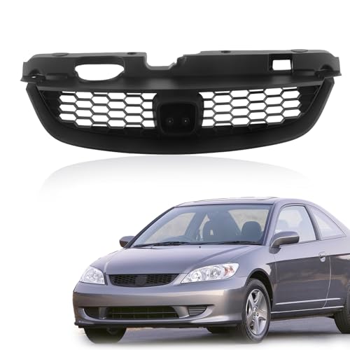 CarPartsDepot Front Black Grille Assembly Grill Honeycomb Style Insert Compatible With Honda Civic Coupe 2-Door 2004-2005 HO1200165 71121S5PA02