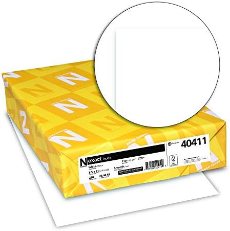 Neenah Paper Exact Index Card Stock, 94 Bright, 110 lb Index Weight, 8.5 x 11, White, 250/Pack