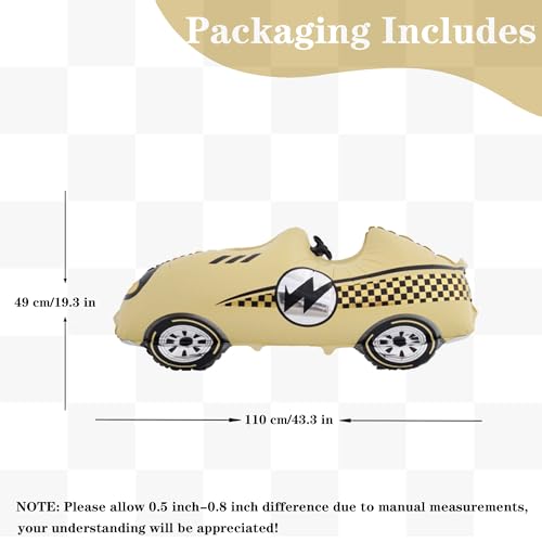 Image of Race Car Balloons Racing Car Foil Balloon 2PCS (Red and Yellow) | Birthday Party Decorations Race Car Theme Party Decorations Kids Boy Racing Party Supplies