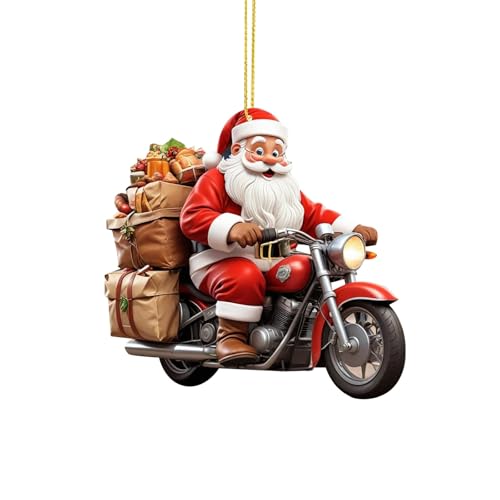 Weihnachtsdeko 2D Weihnachtsmann auf Motorrad Anhänger Dekoration...