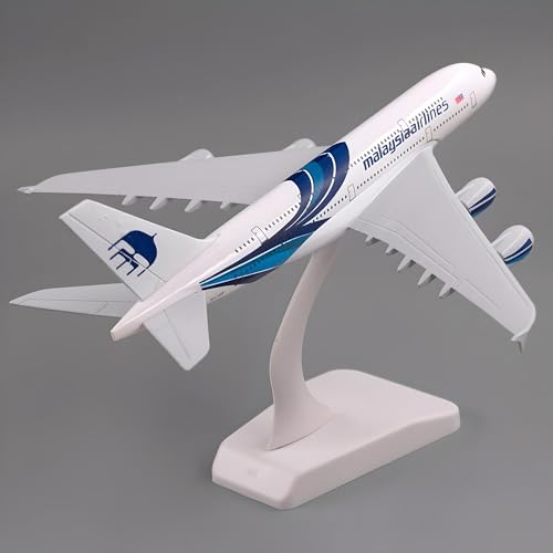 Image of Malaysian Airlines Airbus A380 Diecast Aeroplane Model With Landing Gear - 18Cm, White