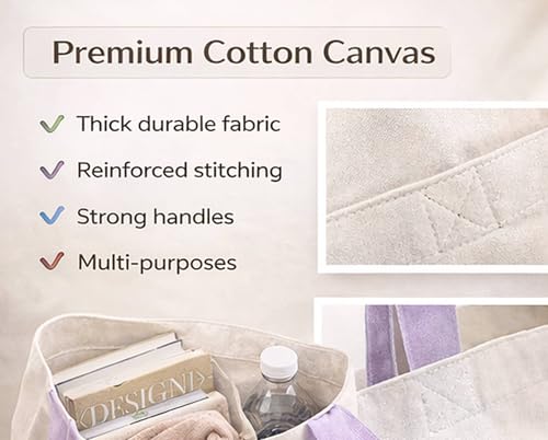 Image of Lify Heavy Duty Cotton Canvas Tote Bag Grocery Shopping Bag, Cotton Tote Bags eco-friendly for Schools, promotion, branding- 3 &4 Pc Pack