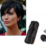 Haolocs 28 Piece Black Human Hair Weaves with Top Closure Natural Black Brazilian Virgin Hair Weave Wavy Curly Short 27Pcs Hair with Closure Free Wig (#2)