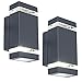 Produktbild Lutec Außenwandleuchten FOCUS in Anthrazit,moderne Außenleuchte,Up- & Downlight, Wandleuchte 2er Set zum Vorteilspreis,2 flammige eckige Wandlampe