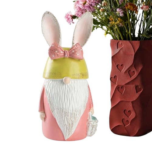 Nains de jardin d'extérieur avec oreilles de lapin mignon pour Pâques