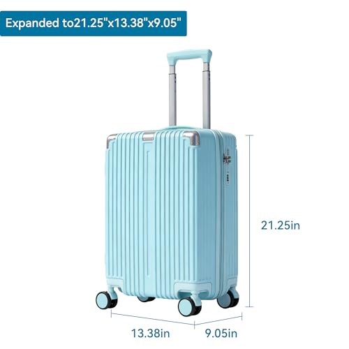 Image of 20 Inch Carry On Luggage with Spinner Wheels,PC Expandable Hard Shell Suitcase with USB Port,Lightweight Travel Luggage Airline Approved for Men Women (Mint blue)