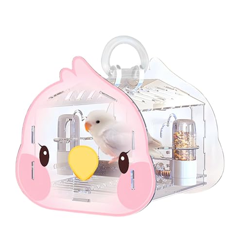 Image of Hamiledyi Small Bird Travel Carrier Cage Transparent Parakeet Carrier Backpack with Standing Perch Portable Outdoor Cage for Lovebird Parrot Swallow Goldfinches