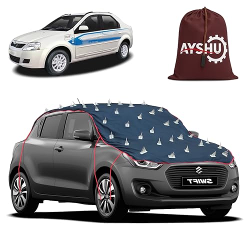Image of AYSHU Water-Resistant Spike Car Cover for Mahindra E-VERITO - Protects from Dogs, Monkeys, Dust, Sunlight & UV - Full Roof Universal Fit