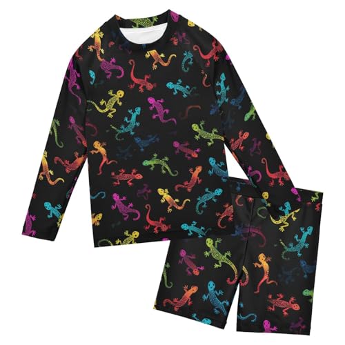 Conjunto de protección UV contra quemaduras solares Indiana Geckoes traje de baño de manga larga infantil