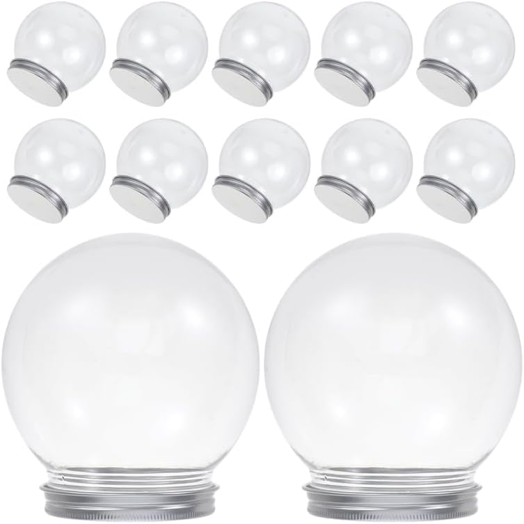 DIY Snow Globe Water Globe, 4inch Plastic Snow Jar 12pcs DIY Clear Plastic Water Jar with Screw-Off Caps Empty Candy Cookie for Craft Home Christmas Decoration 600ml