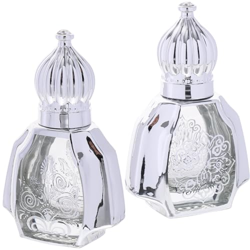 Artibetter Flacon de Parfum en Verre 10 Ml Argenté Bille Roulante Anti-fuite, Lot de 2 pour Huiles Essentielles et Aromathérapie, pour Voyage et Usage Quotidien Style Plusieurs styles