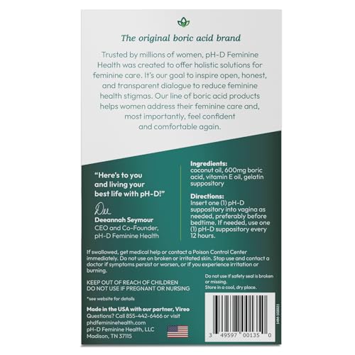 image for pH-D Feminine Health Support - Boric Acid Moisturizing Suppository - W