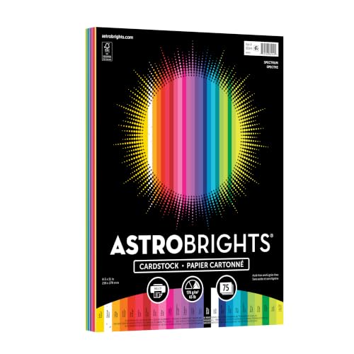 Astrobrights Colored Cardstock, 8.5” x 11”, 65 lb / 176 gsm, 'Spectrum' 25-Color Assortment...