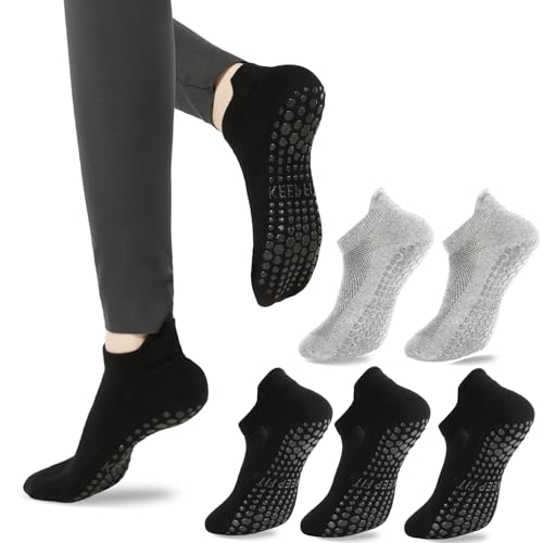 Grip Pilates Socks Non Slip Athletic Yoga Socks with Grips for Women Grippy socks for Hospital Workout Barre