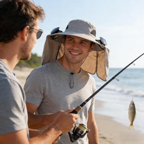 Chapeaux Solaires Pliables Anti-Chaleur avec 2 Ventilateurs