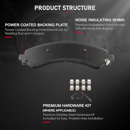 Image of cciyu D2250 Front Metal Disc Brake Pads Kit For Chevrolet For Silverado 2500 HD 2020-2024,For Silverado 3500 HD 2020-2024,For GMC For Sierra 2500 HD 2020-2024,For Sierra 3500 HD 2020-2024
