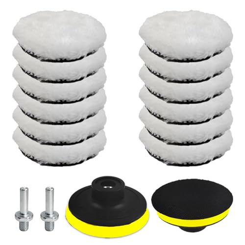 16 Stücke 80mm Polieraufsatz Polierscheibe Bohrmaschine Polierpad mit M10 Bohrer Adapter für Auto Polierauto für Poliermaschine Schleifmaschine zum Polieren Schleifen Wachse