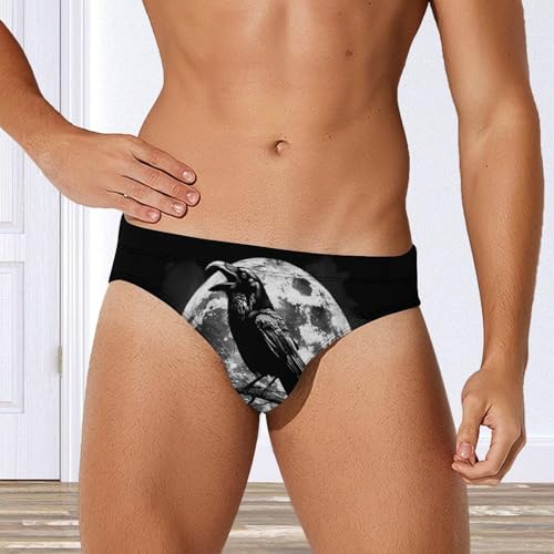 Crow and Full Moon Novelty Men's Brief Swimwear Pants Swimming Trunks Beach Shorts Underwear4