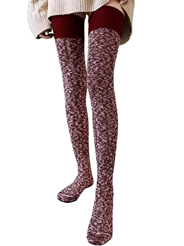 Image of Women's Thigh High Knitted Winter Boot Socks Vintage Extra Long Leg Warmer Over Knee High Stockings