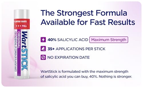 wartstick maximum strength salicylic acid solid-stick common and plantar wart remover 2 pack 04 oz