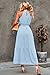 PRETTYGARDEN Women's Summer Maxi Sun Dress Sleeveless Halter Neck Flowy Ruffle Hem Long Boho Dresses with Belt (Solid Light Blue,Medium)