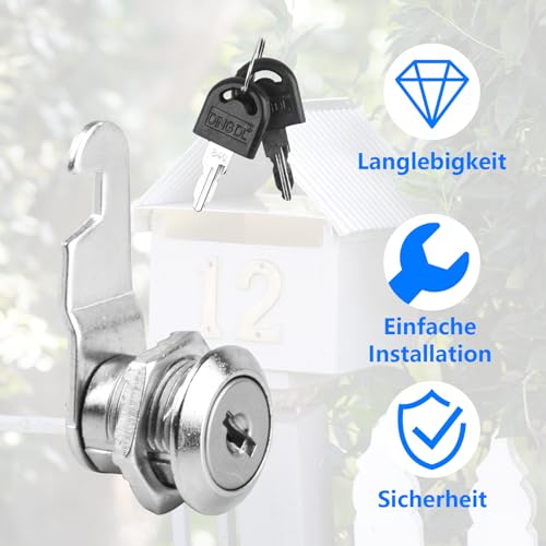 2pcs Cabinet Locks, 16mm Letterbox Locks, Security Letter Post Box Mailbox Cam Locks with Keys & 6 Different Lock Plates (Universal Key) - Image 2