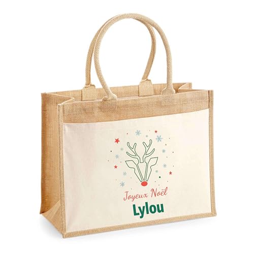 Sac shopping Joyeux Noël Lylou Cerf pour éviter les emballages jetables peu écologiques