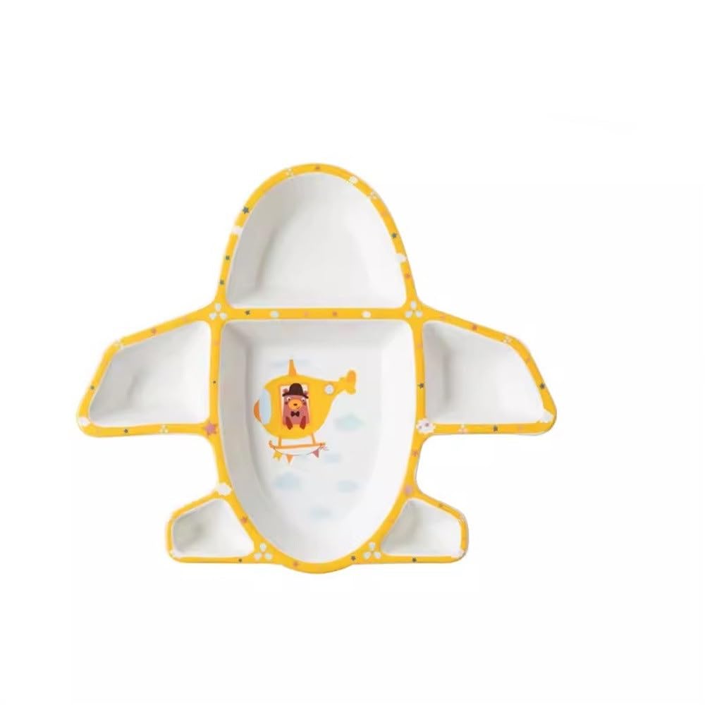Assiettes compartimentées pour la Maison Assiette à dîner compartimentée en céramique Vaisselle pour Enfants (Style 1 comme illustré)