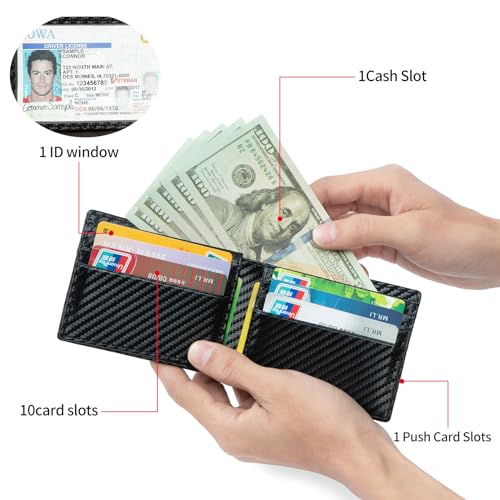 sendefn wallet for men rfid blocking bifold leather credit card holder