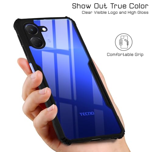 Image of Jkobi Hybrid Back Cover Case for Tecno Spark Go 3 (Shockproof with Polycarbonate Clear Panel | Professional Black)