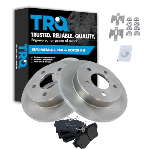 Image of TRQ Rear Brake Pad and Rotor Set Semi Metallic Solid Rotors | For 1994-2004 Ford Mustang