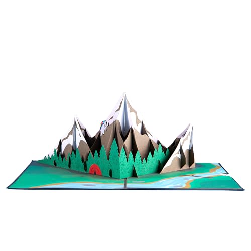 Foto von Lovepop® 3D Pop-Up Karte Berge & Täler Grußkarte für Bergsteiger, Abenteurer, Bergliebhaber, Wanderer für Urlaub, Geburtstag mountain card | inkl. Umschlag & Versteckfach für Geld & Gutscheine