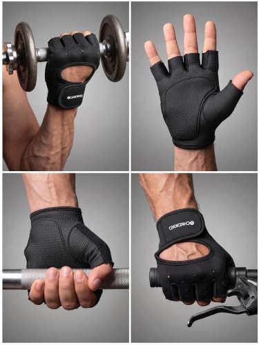 Image of CHKOKKO Gym Gloves for Men and Women Neoprene Adjustable Wrist Support | Fingerless Anti Slip Grip Texture for Weighlifting, Exercise, Pull ups or Cycling