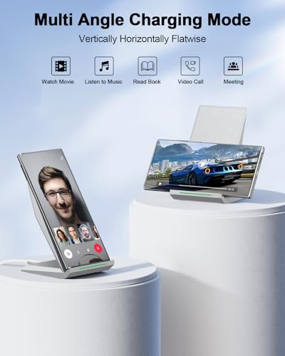 Image of Fast Wireless Charger, NANAMI Wireless Charging Stand Compatible iPhone 17 /17 Air /17 Pro /16 /16 Plus /15 /14 /13 /12, Desktop Charger Dock Phone Charging Stand for Samsung Galaxy S26 /S25 /S24 /S23 /S22 /S21