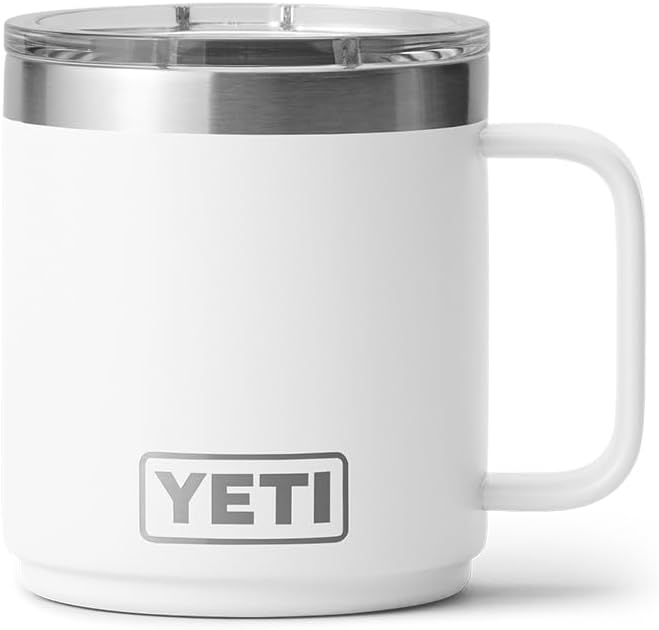 YETI Rambler 10 oz Ceramic Lined Stackable Mug, Vacuum Insulated, Stainless Steel with MagSlider Lid, White - Image 3