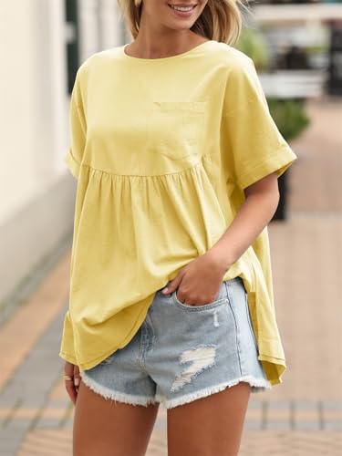 Image of Tankaneo Womens Summer Babydoll Tops Casual Loose Fit Peplum Oversized Tunic Shirts
