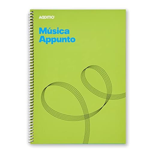 ADDITIO - Cuadernos de música APPUNTO | Adaptados a todas las edades y procesos de aprendizaje | 12 pentagramas de 9 mm | Páginas cuadriculadas | 40 páginas | A4 | Papel ecológico | Espiral | Verde