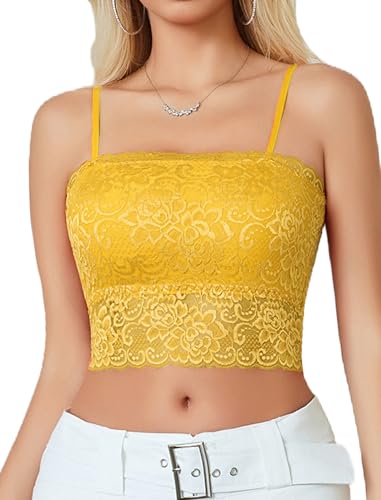 Image of Avidlove Bralettes for Women Lace Spaghetti Strap Tank Top Tube Slim Basic Camisole