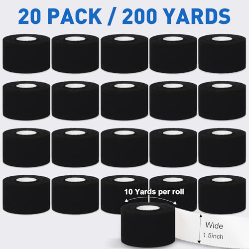 Image of CHMI Athletic Tape,Black Sports Tape (20 Pack), 200 Yards Rolls Very Strong Easy Tear NO Sticky Residue Best Tape for Gymnastics Climbing Bat Injuries Medical (1.5 Inch X 200 Yards).